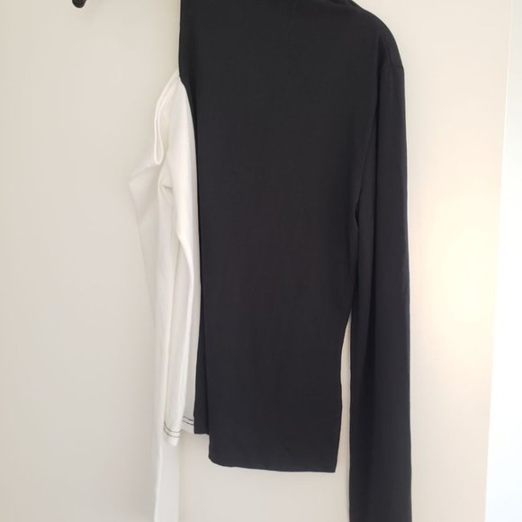 Peak-a-boo shoulder Black and white long sleeve - Picture 3 of 6